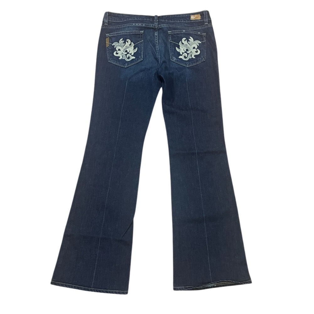 Paige Laurel Canyon Embroidered Pockets Wide Leg Jeans